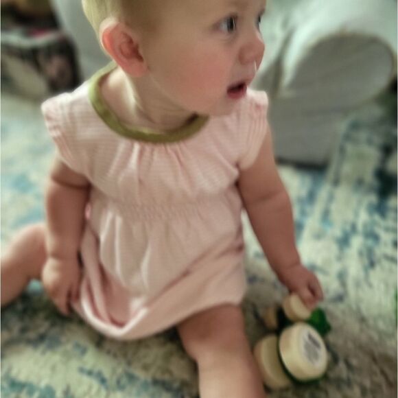 Tea Collection Green Trim Pink Stripe Dress - Picture 2 of 6